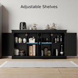 Buffet Cabinet with Storage - Kitchen Storage Cabinet Wood Console Table Coffee Bar Accent Cabinets for Living Room