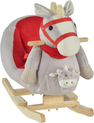Kids Ride-On Rocking Horse Toy Rocker Lullaby Song 18-36 Months Gray