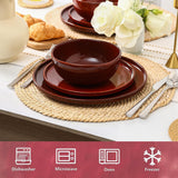 Ceramic 12 Pieces Dinnerware Set - Dinner Plates Salad Plates Cereal Bowls Set Service for 4