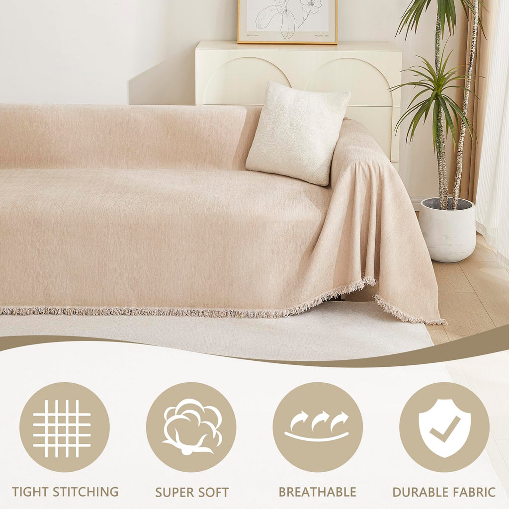 Couch Cover 2 Cushion Sofa with Tassel Chenille Sofa Covers for 2 Cushion Couch Sofa Slipcovers for Sectional l