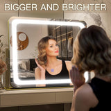 Gold Vanity Mirror with Lights 22"x19", LED Lighted Makeup Mirror, Large Makeup Mirror, Make up Mirror with Lighting