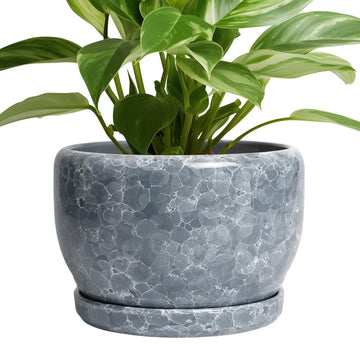 8 inch Plant pots Indoor - Ceramic Planter with Drainage Hole and Plant Saucer, Decorative Ceramic Flower Pot