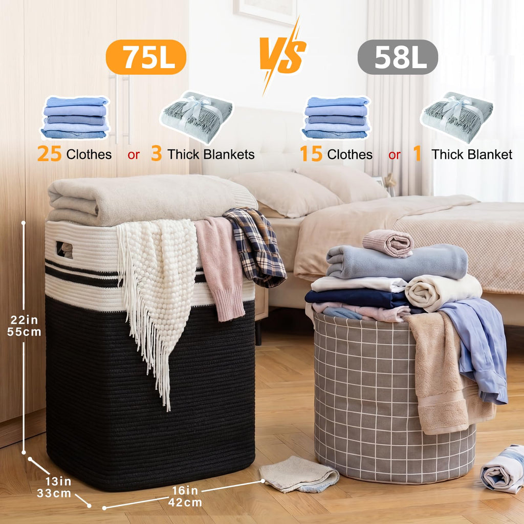 Laundry Hamper Collapsible Laundry Basket Clothes Organizer Black