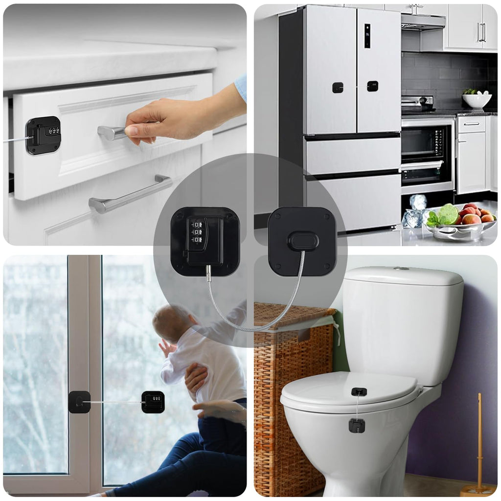 Fridge Lock Refrigerator Freezer Childproof Locks for Cabinets and Drawers Easy Install No Keys Needed Combo Lock