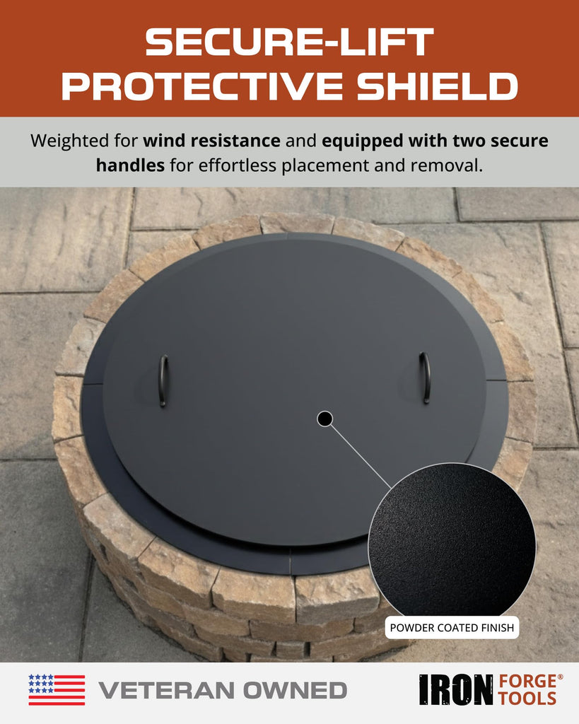 Heavy Duty Outdoor Fire Pit Cover Round - 31.5 Inch