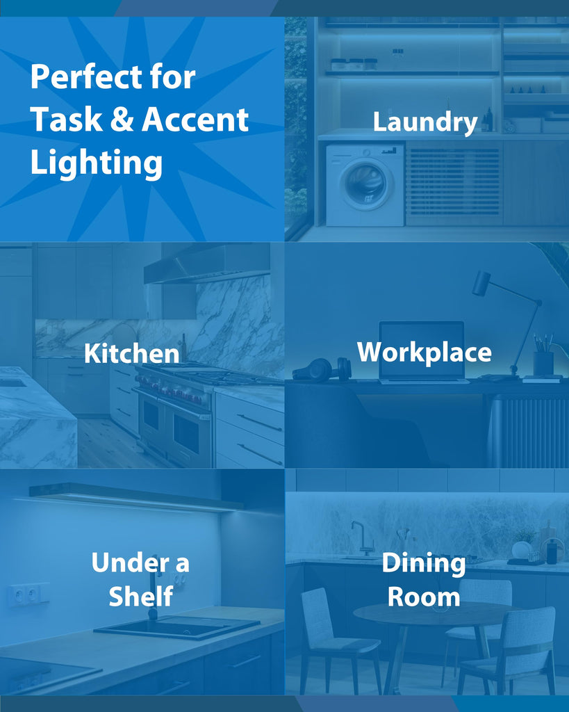 9" LED Direct Wire Under Cabinet Light with On/Off Switch - Dimmable LED Lights - Selectable CCT 2700K-5000K, 340-360