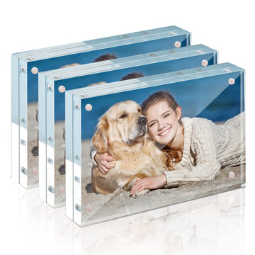 4x6 Acrylic Frame 3 Pack, 20MM Thicker Frameless Clear Picture Frames