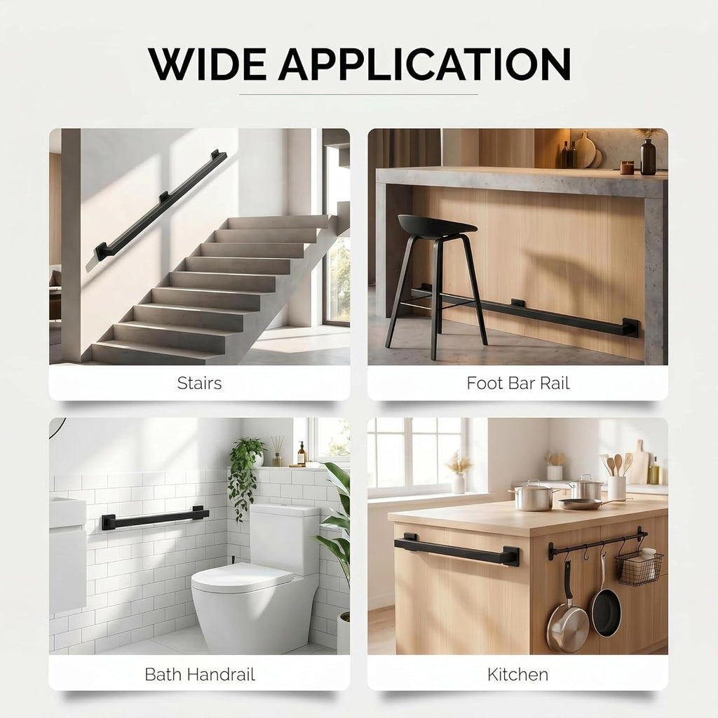 15FT Stair Railing Indoor Outdoor, 500LB Heavy-Duty Wall Mounted Handrail