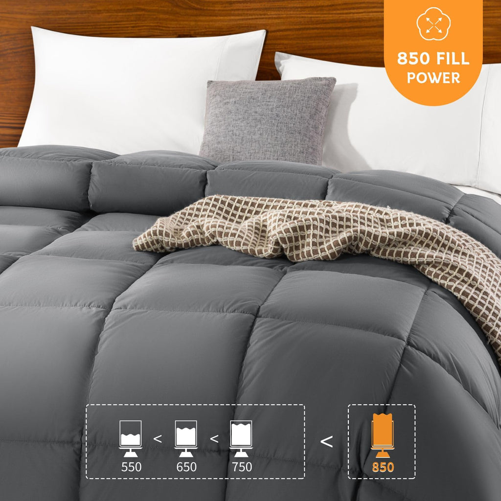Goose Feather Down Comforter Oversize King, 100% Cotton Cover