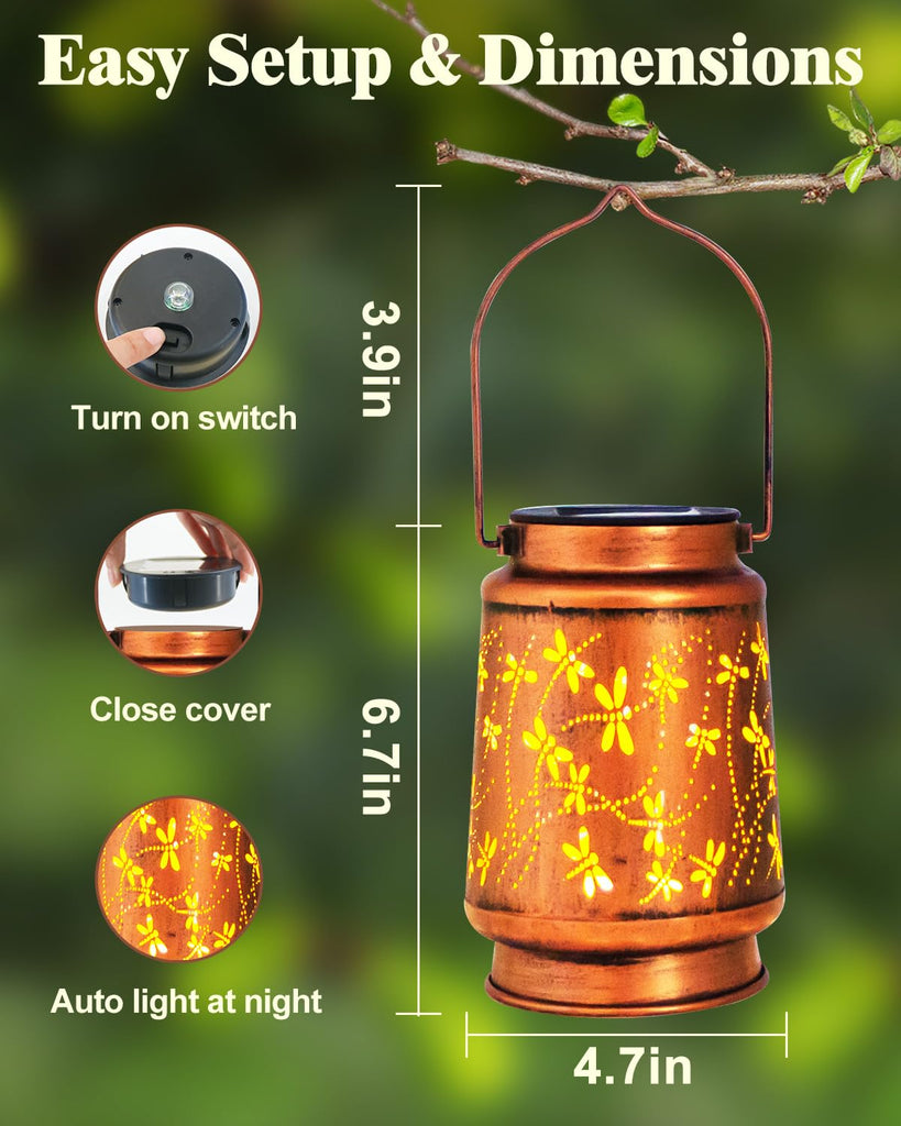 Birthday Gifts for Women, Solar Lanterns, Dragonfly, 2 Pack