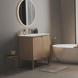 30" Freestanding Bathroom Vanity with Overflow Sink One Piece Basin