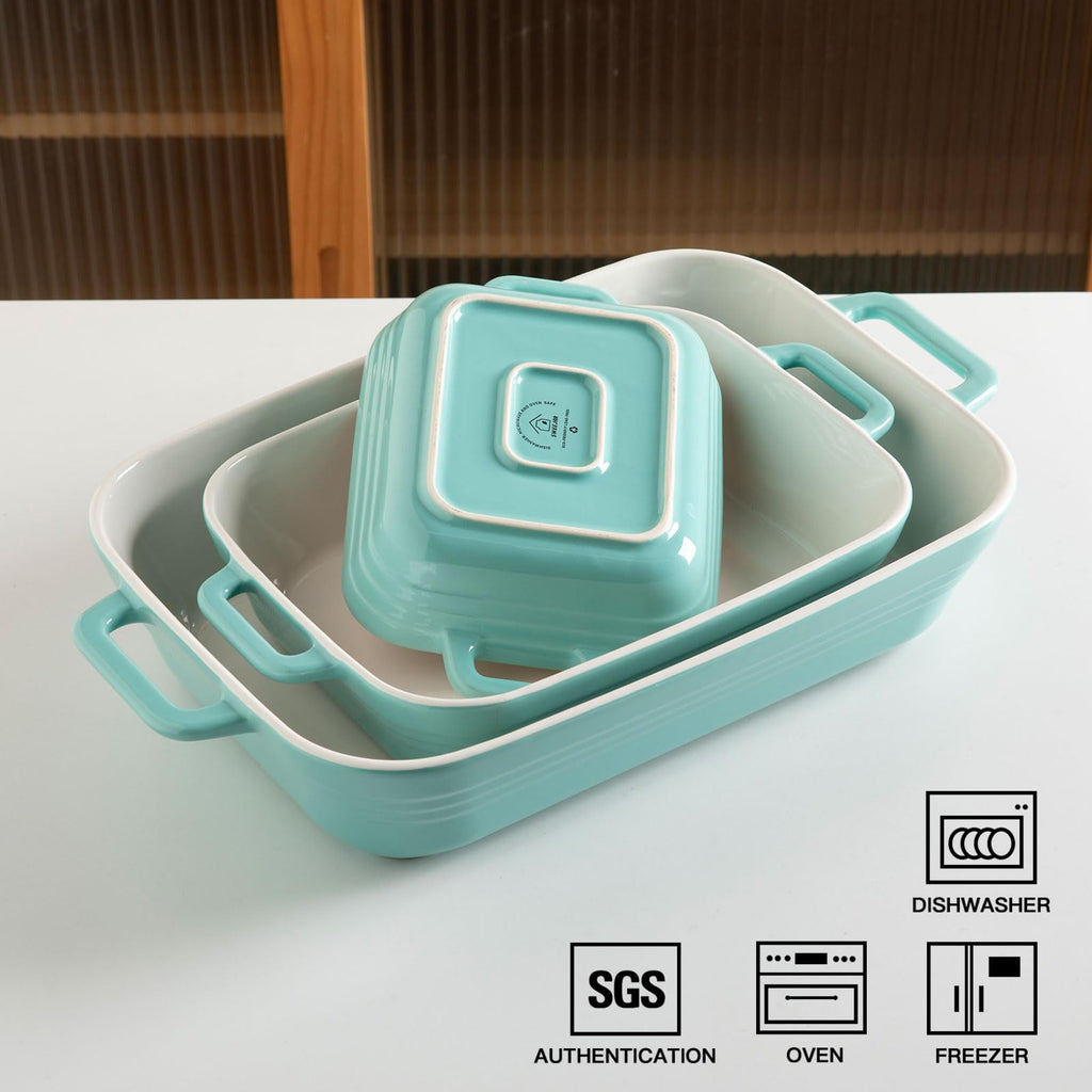 Relief Casserole Dishes for Oven, Ceramic 9x13 Baking Pans Set for Cooking, Cake, Banquet and Daily Use, Rectangular