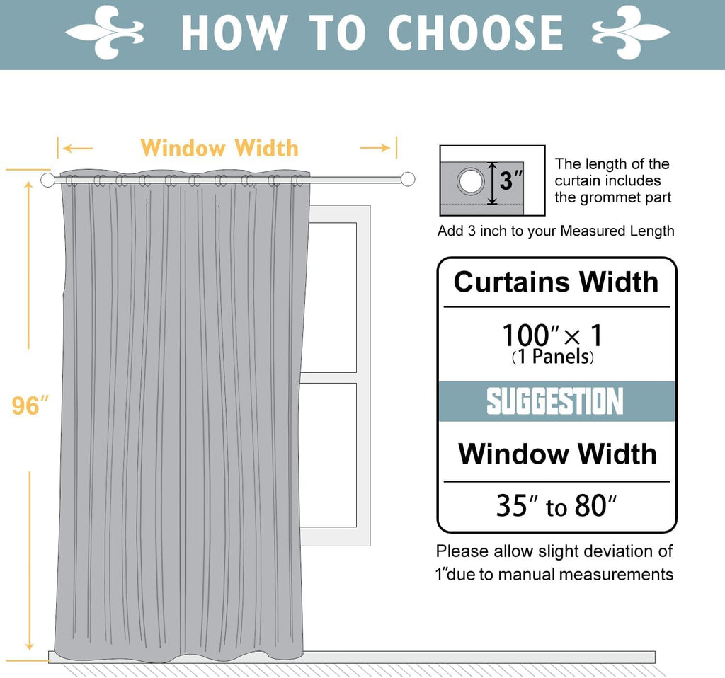 100% Blackout Linen Drapes Sliding Glass Door Curtains 96 Inch