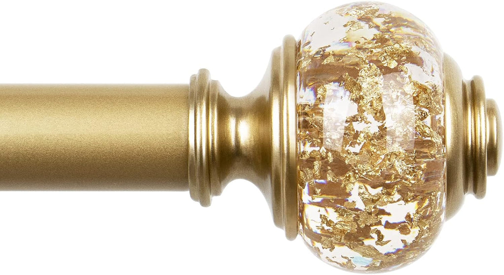 1 Inch Gold Curtain Rods for Windows, Telescoping Single Drapery Rod, Decorative