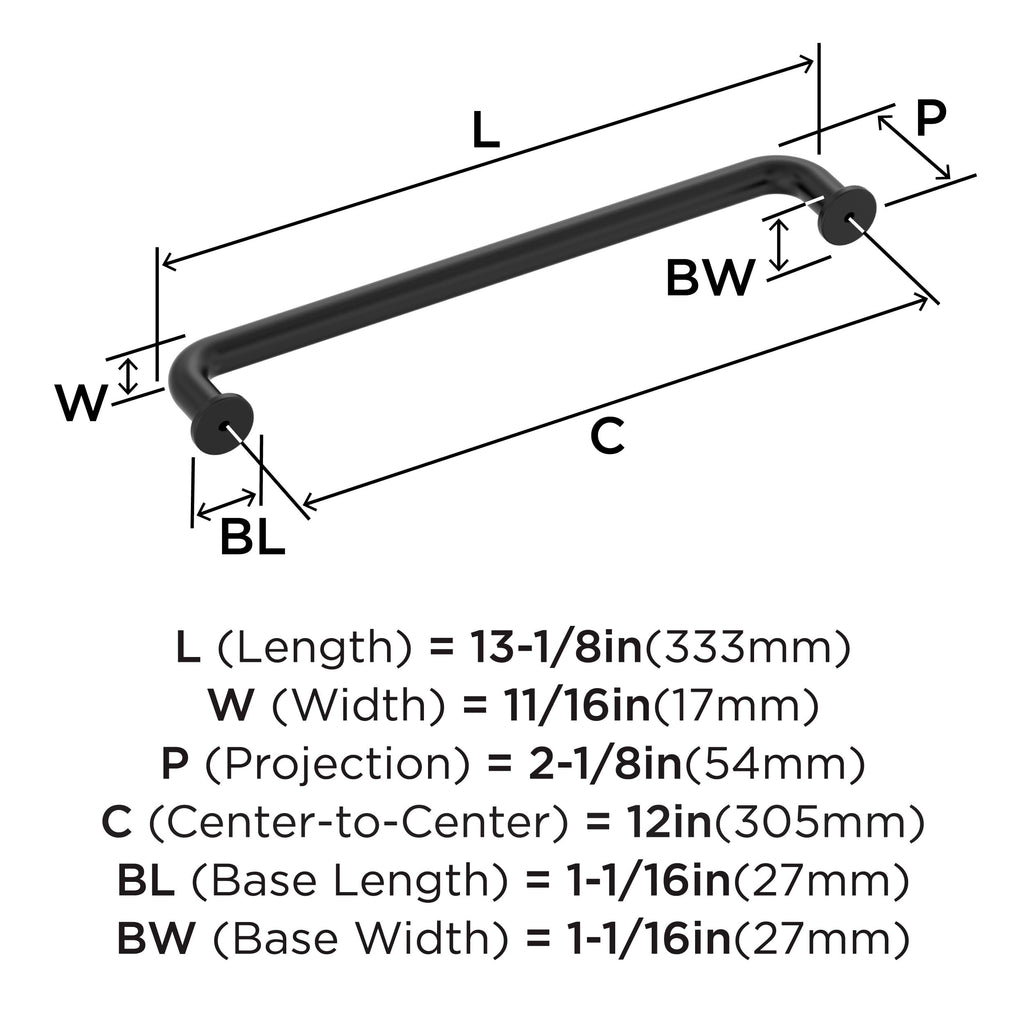 12" Factor Matte Black Appliance Pull