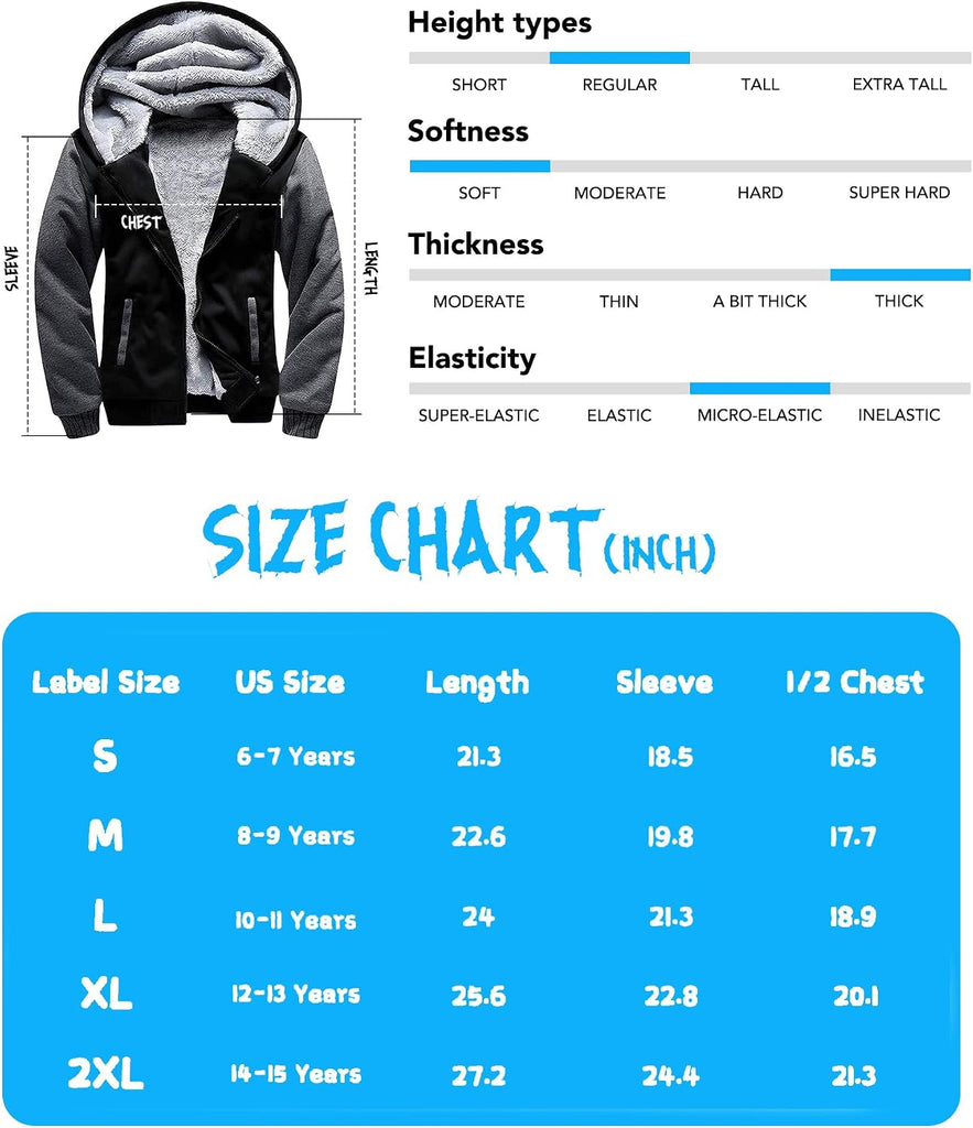 Boys Sherpa Lined Hoodie Kids Fleece Jacket Sweatshirt