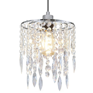 H11.81''X D8.66'' Chandelier Shades, Mini Crystal Shade, Acrylic Beaded Hanging Lampshade, Modern Pendant Light