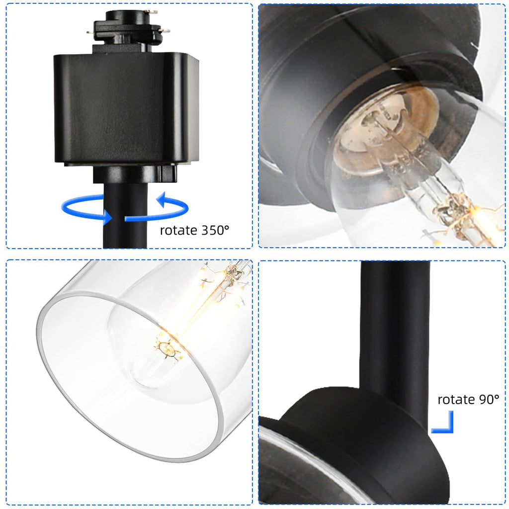 4 Pack H Track Lighting Heads Black Ceiling Track Lighting Fixtures