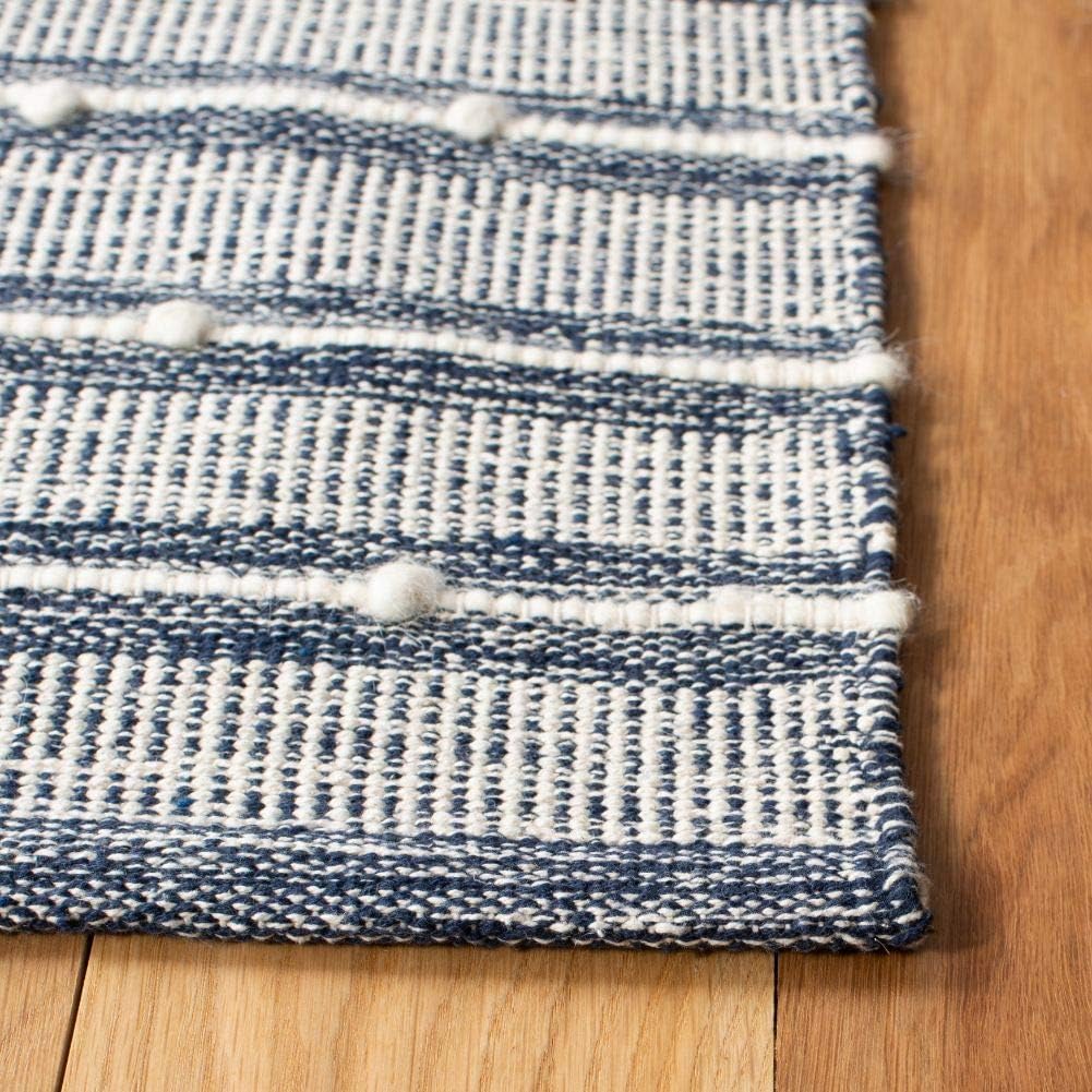 Striped Kilim Collection Navy / Blue STK513N Handmade Flatweave Cotton Area Rug