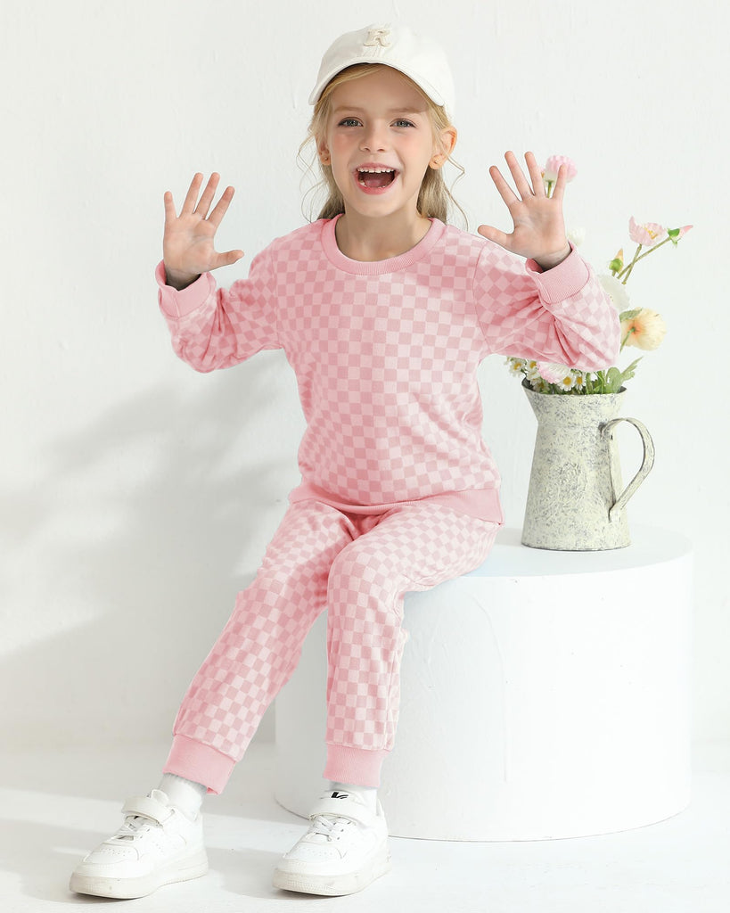 Toddler Girl Clothes - Checkered Baby Sweatsuit Set