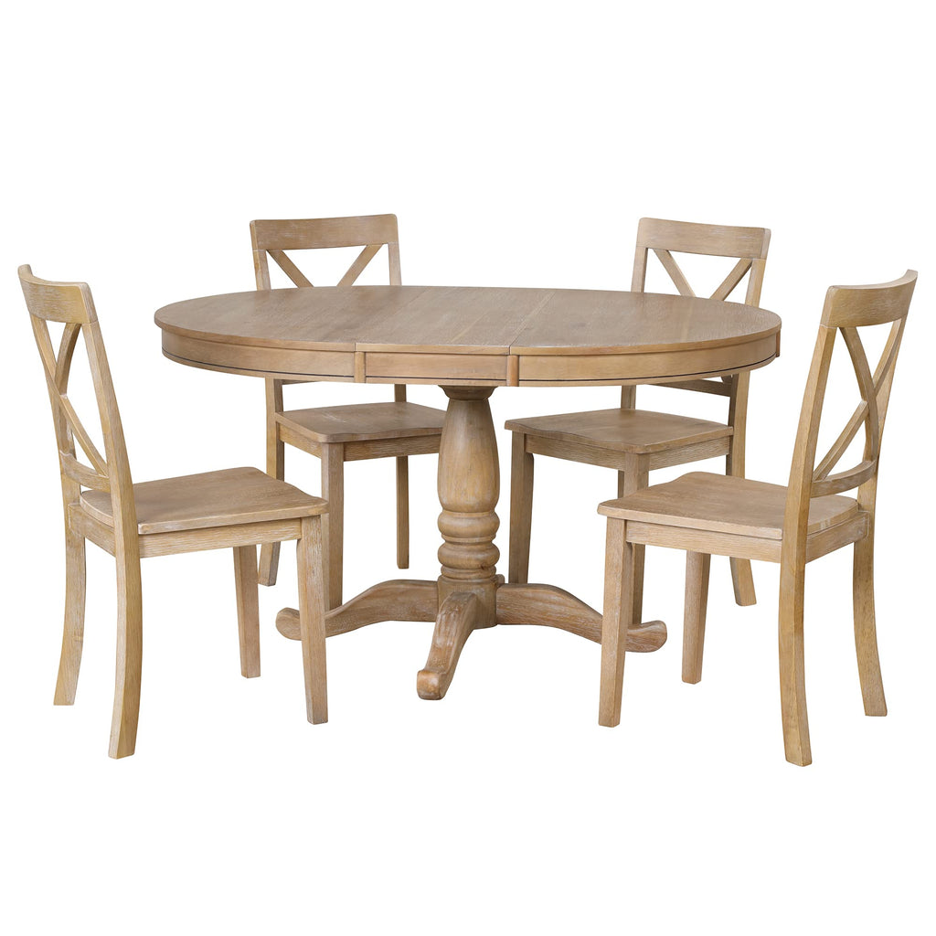 Modern Dining Table Set for 4, Round Table and 4 Kitchen Room Chairs, 5 Piece Kitchen Table Set, Dinette, Breakfast