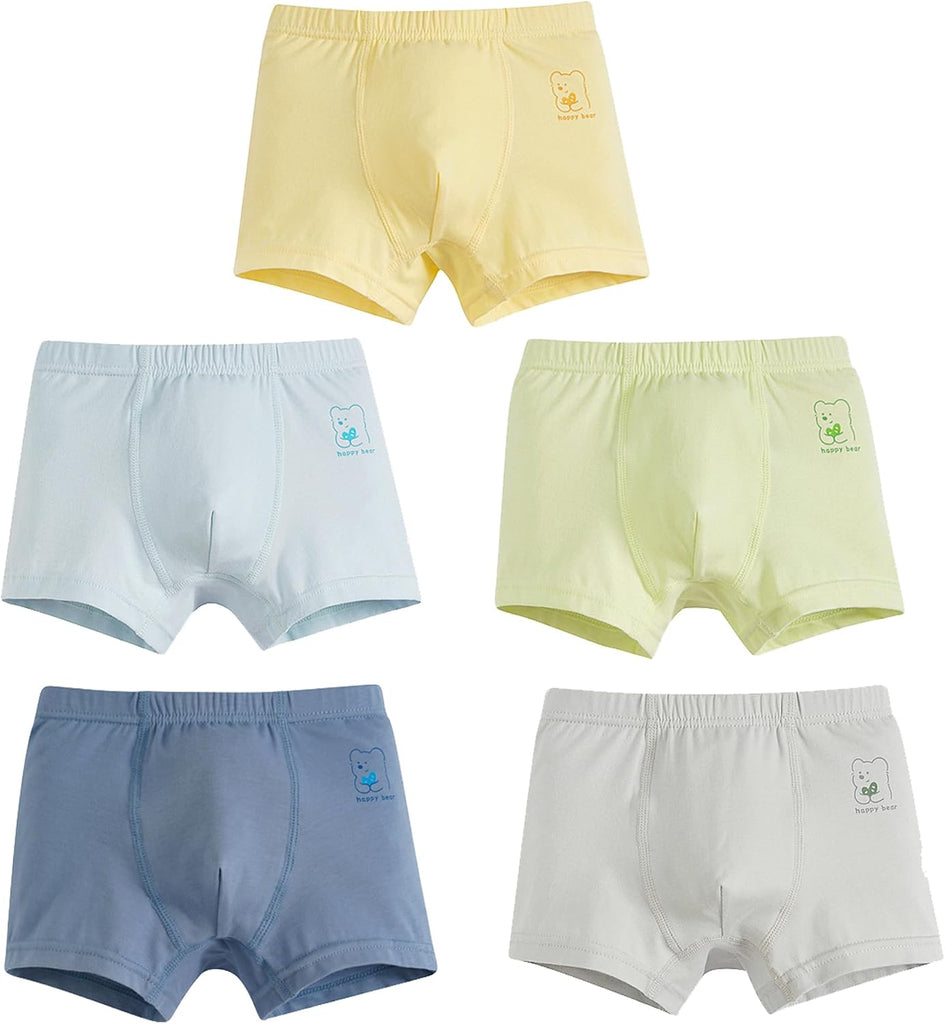 Seamless Tagless Toddler Boxer Briefs for Boys - Cotton Soft Comfortable Kids Underpants, Years (Pack of 5)