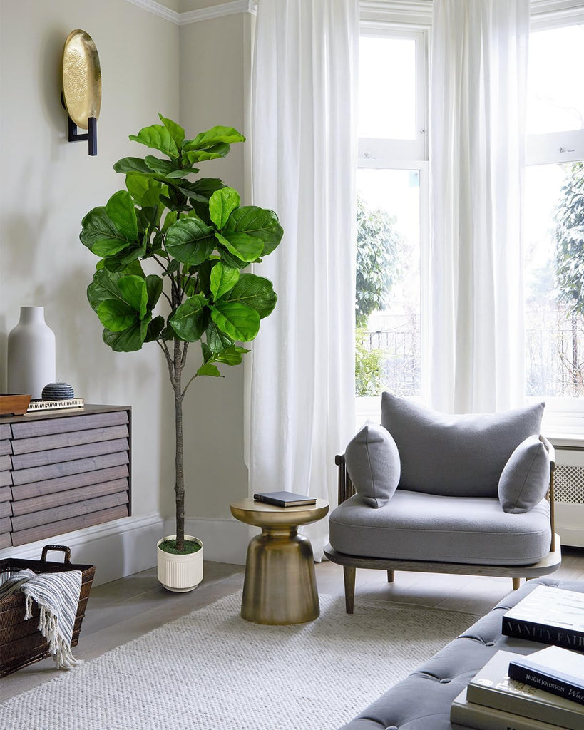 Artificial Fiddle Leaf Fig Tree 6FT with White Planter