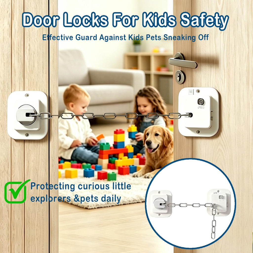 Child Proof Door Locks for Kids Safety, Adjustable Latch, 1 Pack White