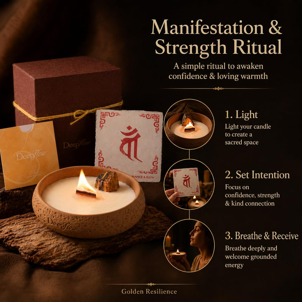 Tiger's Eye Luxury Protection Candle - Jangchub Gold Ritual, Confidence & Grounding Scented Candle for Manifestation