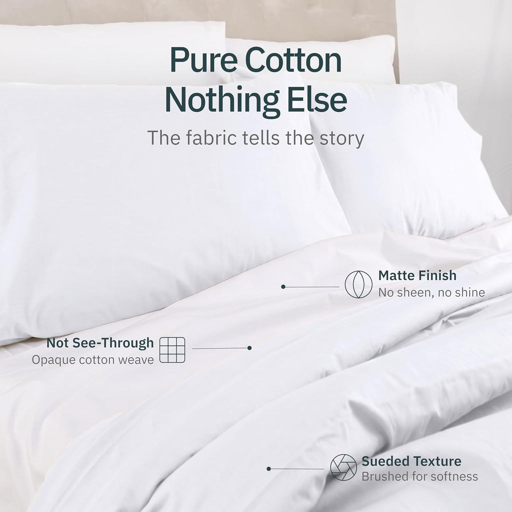 Super Soft 100% Cotton Queen Sheet Set - 4 Pcs - Durable Sheets, Deep Pockets, Easy Fit, Lightweight & Breathable