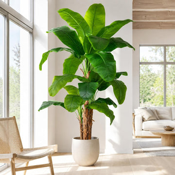 9ft Extra Tall Artificial Banana Tree, Fake Banana Leaf Plant with 24 Faux Banana Leaves, Perfect Indoor Outdoor