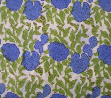 Hand Block Print Fabric by The Yard - 100% Cotton Lightweight, 42 Inch Wide Printed Cloth for Summer Dress, Tops