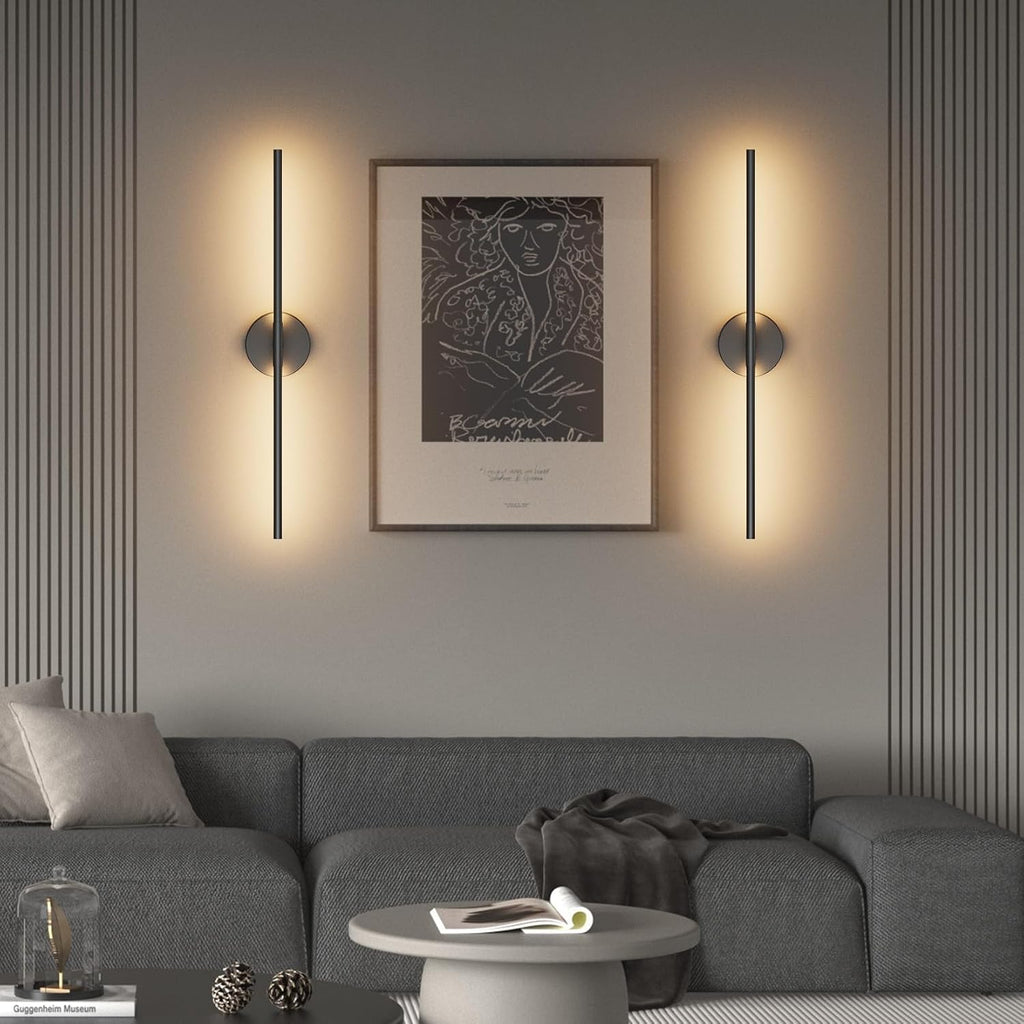 28In Black Wall Sconce Set of Two Hardwired 3000K LED Modern Wall Light Fixture 360° Rotatable for Living Room