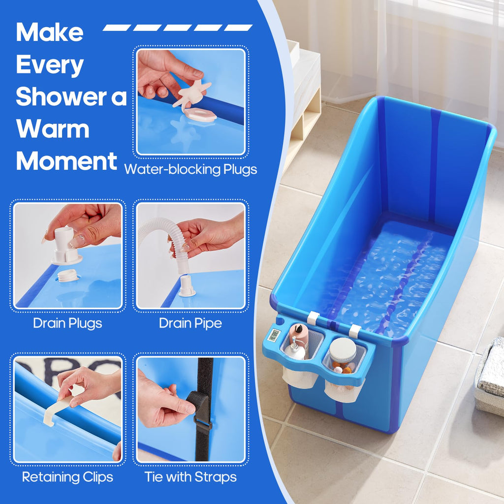 Collapsible Baby Bathtub Foldable Bathtub for Toddler Portable Large Foldable Bath Tub Bathtub for Kids Petite with