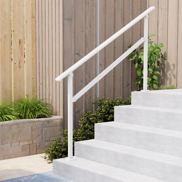 4-5 Step Hand Rails for Outdoor Steps White