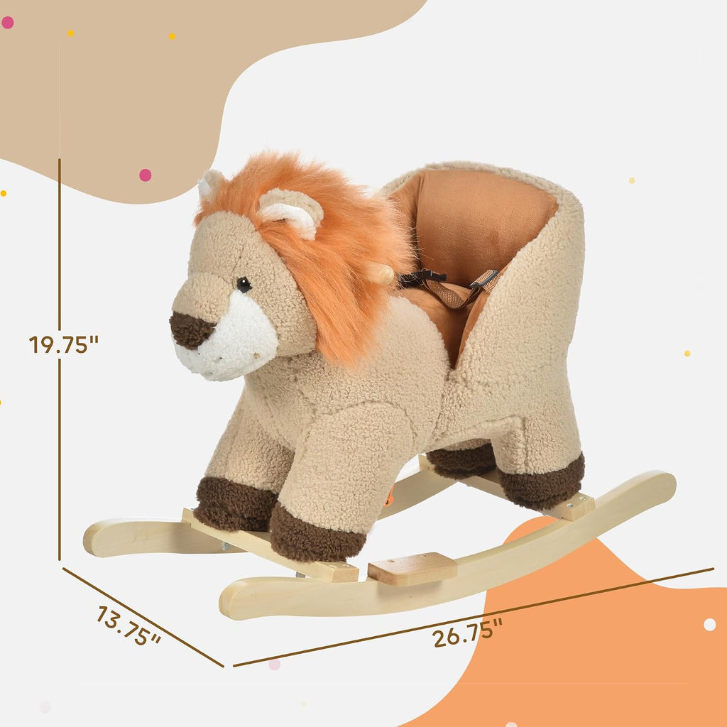 Baby Rocking Horse Lion Ride-On Sound Seat Belt 18-36 Months Brown