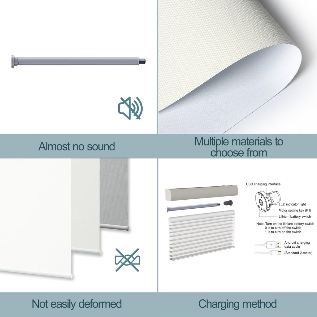 Motorized Roller Blinds with Remote Control for Windows, Blackout Smart Roller Shade, Battery Powered Electric Smart