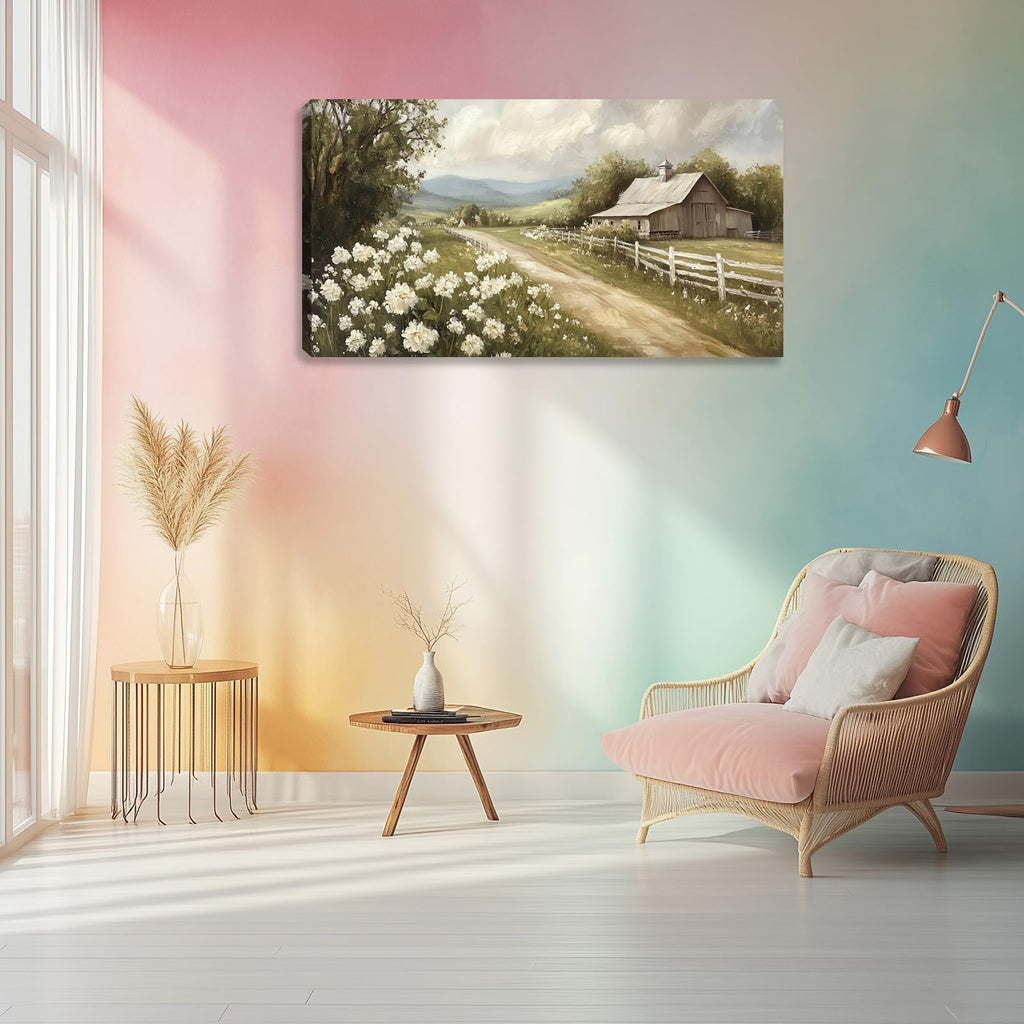 Rustic Farmhouse Canvas Wall Art Decor Nature Scenery Countryside Picture Canvas Painting Landscape Wall Poster