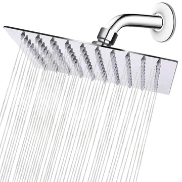 Rain Shower Head, High Flow Stainless Steel Square Rainfall Shower, High Pressure Design, Awesome Shower Experience