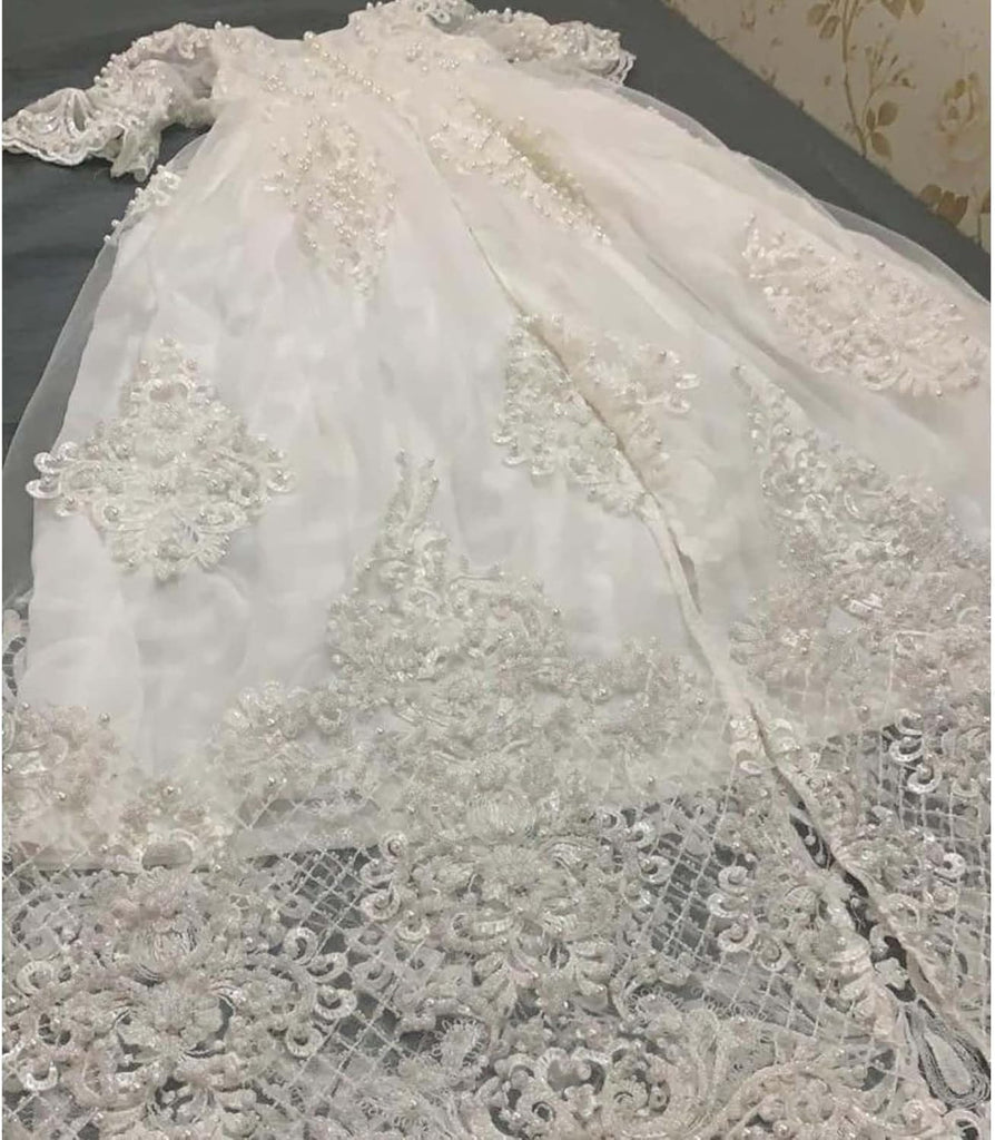 A full pearl dress for baby girl baptism dress