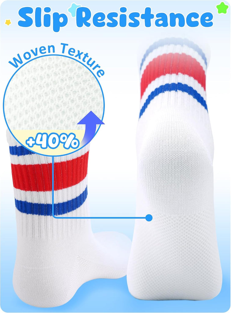 Boys Socks Athletic Crew Cotton Seamless Toes Breathable Pack