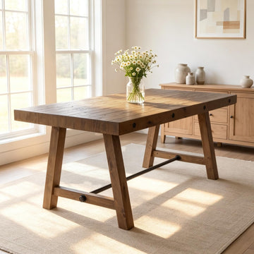Rustic Farmhouse Dinning Table, Reclaimed Solid Wood Kitchen & Dining Room Table for 4-6 People, 59" Wooden