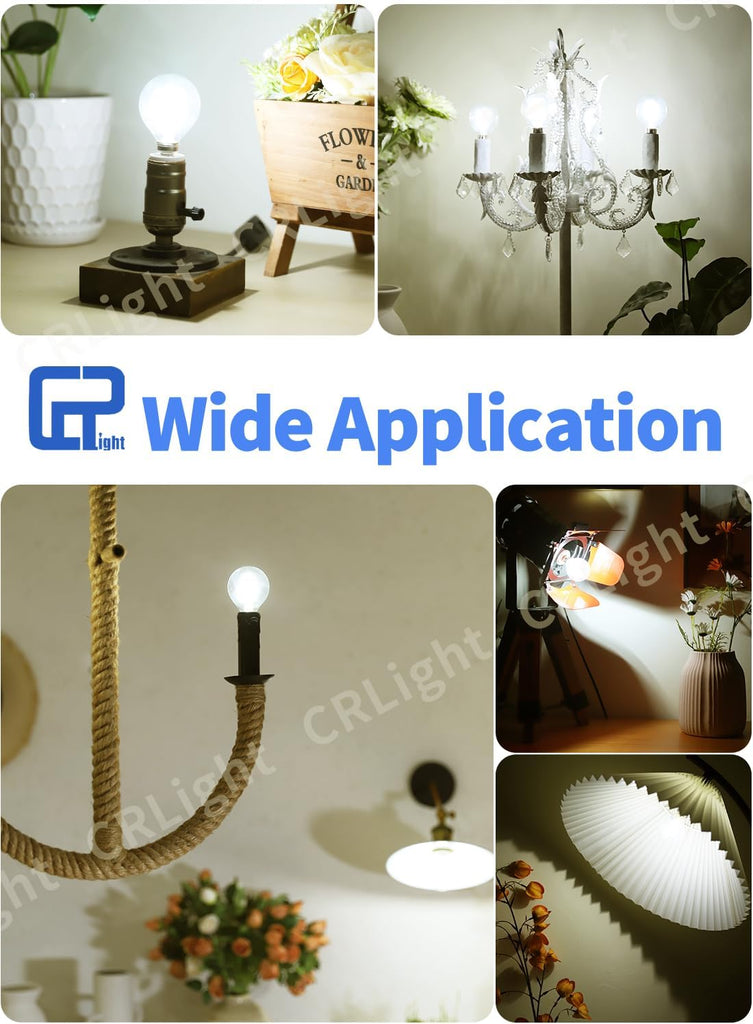 2W LED Globe Bulbs G16.5 Edison E12 4000K Neutral White, 12-Pack | 250LM 25W Equivalent, Clear Glass Vintage Edison