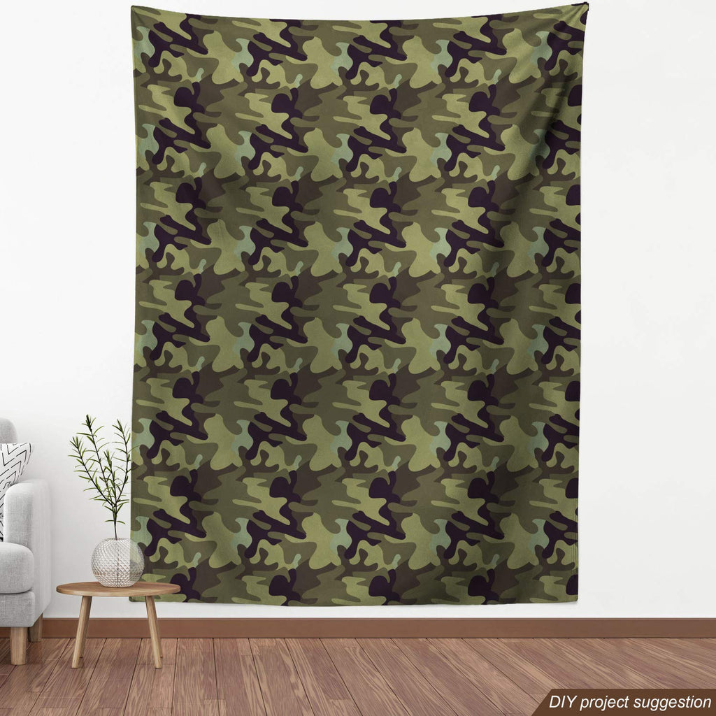 Khaki Fabric by The Yard, Repeating Pattern with Stain Look Camouflage Motif, Decorative Fabric for Upholstery and