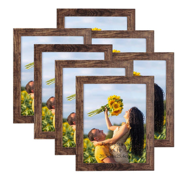 8x10 Picture Frame Set of 7, Rustic Frames Display 8 by 10 Inch Photo for Wall or Tabletop