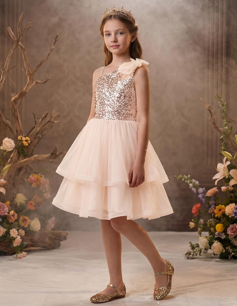 Girls Party Sequin Formal Dress Birthday Dance Graduation Sparkly Pageant Dresses Wedding Flower Girl Dress