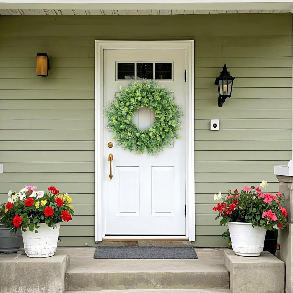 26" Large Artificial Eucalyptus Wreath, for Front Door Decor(Green)