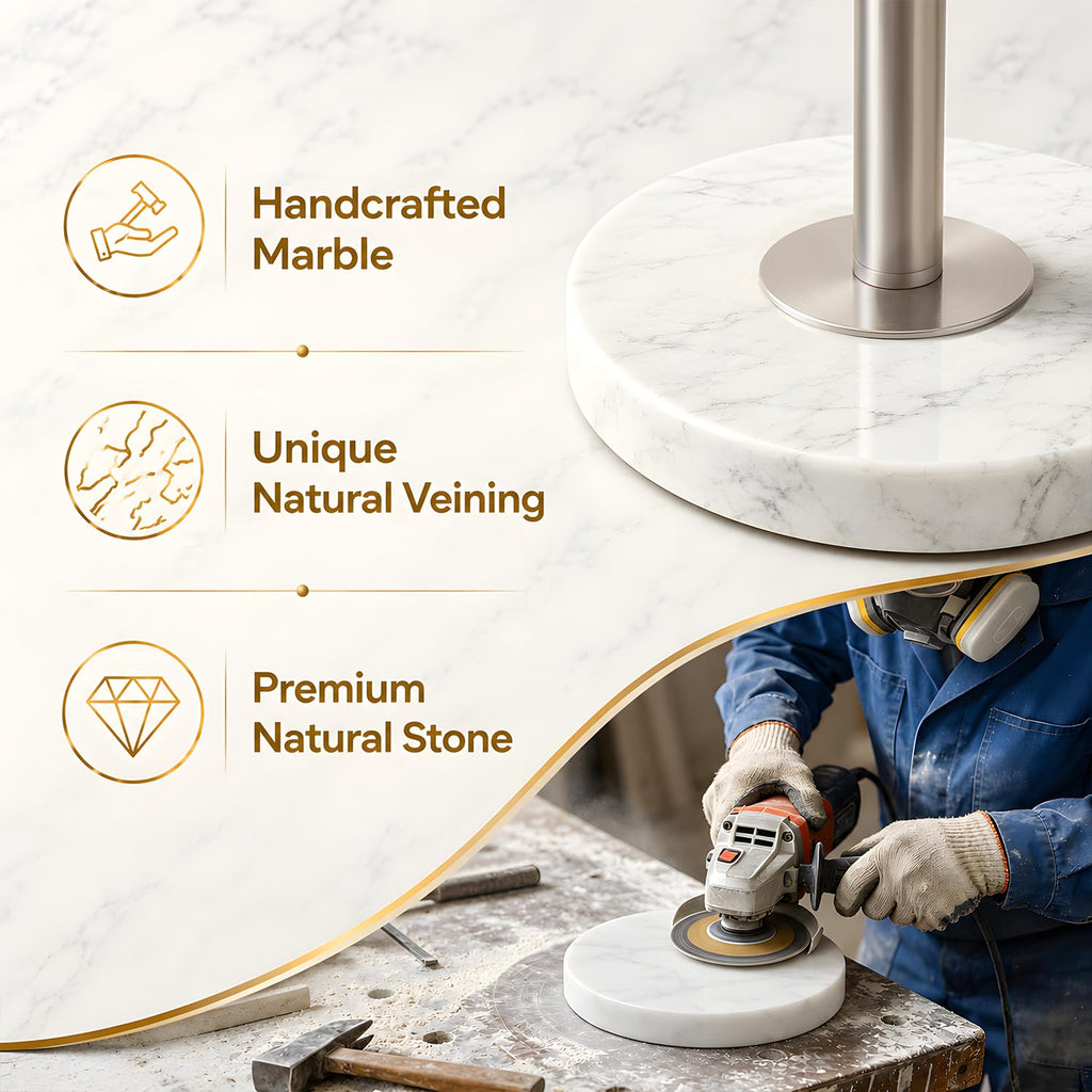 Dimmable Floor Lamp, 11W LED Bulb Included, Modern Standing Lamp with Marble Base, Tall Pole Light