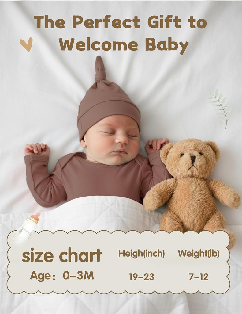 Newborn Knotted Gown 2Pack, Soft Breathable Baby Sleep Gown for Boys Girls, Infant Baby Coming Home Hospital Outfit