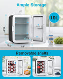 Compact Mini Fridge, 10L Portable Small Refrigerator, 2.6 Gal Mini Fridge with AC/DC Adapters, Small Cosmetics Cooler